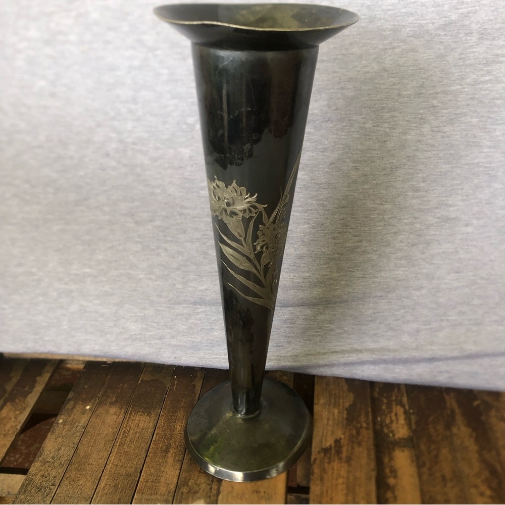Antique Victor Silver Co Tall Vase
